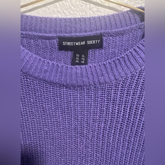 Women’s Short Sweater, Streetwear Society, Purple, Round Neck, Size XL - Picture 2 of 15